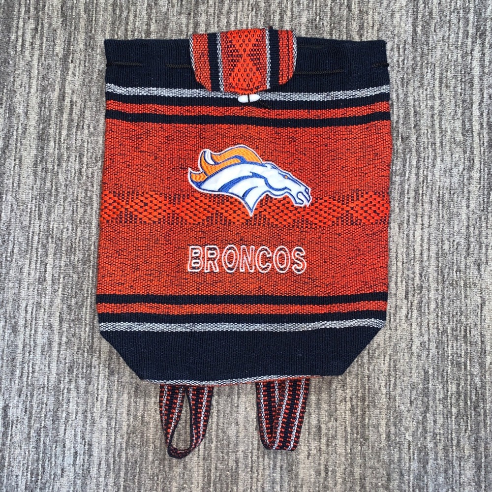 Denver Broncos Backpack Serape Style Drawstring Bag Embroidered Logo